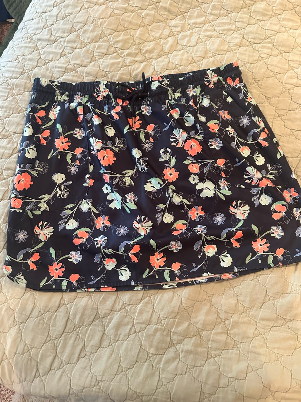 St. John's Bay Navy Floral Drawstring Mini Skirt